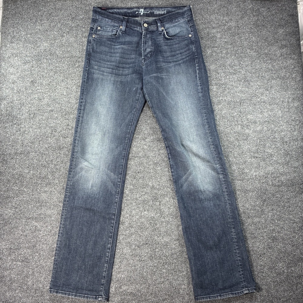 7 For All Mankind Standard Jeans Mens 30 FIT 32x34 Dark Blue Straight Button Fly
